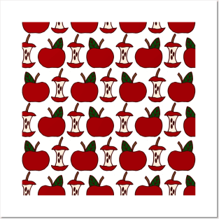 Apples and Apple Cores | Red Apples | Apple Pattern Posters and Art
